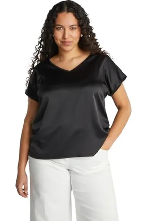 Fiorella rubino : T-shirt z satyny i dżerseju Curvy Size Spring Summer 24, , M Duże rozmiary