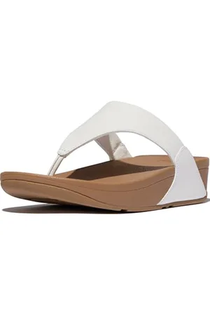 FitFlop Damskie sandały LULU TOE POST - skórzane sandały z podnóżkiem, białe (Urban weiß 024), 38 EU, Biała biel miejska 024, 38 EU