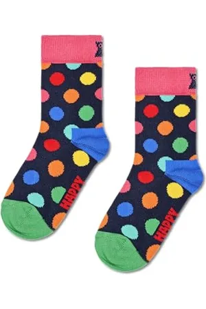 Happy Socks Big Dot, kolorowe i zabawne, Skarpety dla dzieci, Niebieski-Zielony-Pomarańczowy-Różowy-Czerwony-Żółty (12-24M)