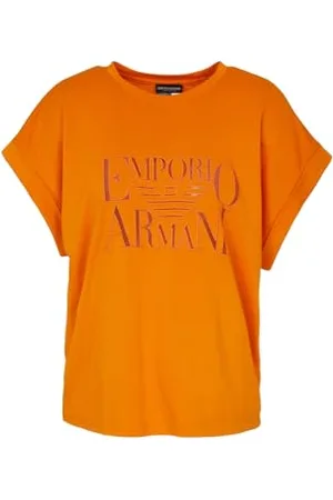 Emporio Armani Damska koszulka Devore z okrągłym dekoltem pomarańczowa L, , L
