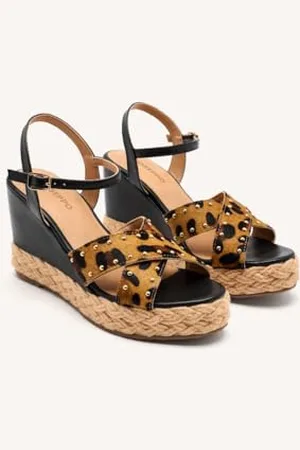 Gioseppo DELAFIELD Sandały na koturnie espadryle damskie, Leopard, 37 EU, , 37 EU