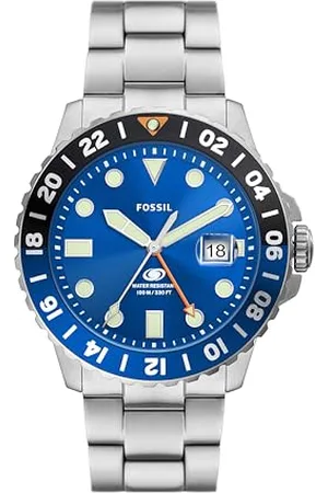 Fossil Zegarek Dla Mężczyzn Blue Gmt, Zegarek Ze Stali Nierdzewnej Z Kopertą O Średnicy 46 Mm