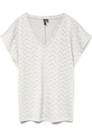 VERO MODA Vmthas SS V-Neck Top JRS Ga Vo, , XL