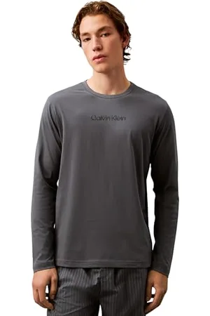 Calvin Klein Męska koszulka z okrągłym dekoltem L/S 000NM2771E L/S, szara (turbulencja), XL, , XL