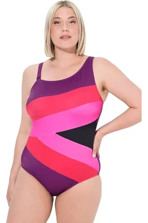 Ulla Popken Damski duży rozmiar plus size kostium kąpielowy Fabienne, One-Shoulder, Colourblock, , 60