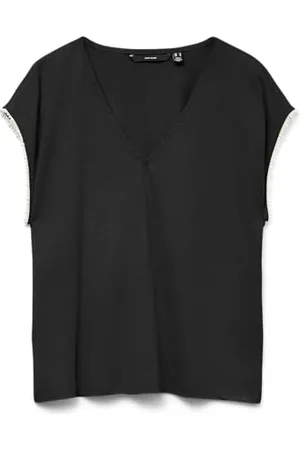 VERO MODA Vmvips Ss AVA V-Neck Top JRS Ga, , S