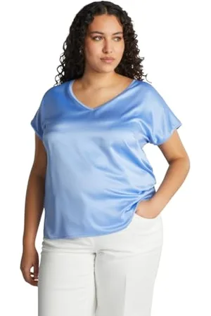 Fiorella rubino : T-shirt z satyny i dżerseju Curvy Size Spring Summer 24, , M Duże rozmiary