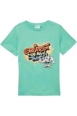 QS by s.Oliver T-shirt z bawełny z nadrukiem z przodu, , 140