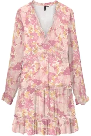 VERO MODA Vmsmilla Ls Frill Short Dress WVN Ga, , S