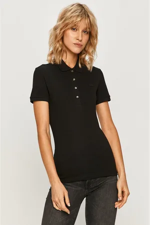 Lacoste T-shirt PF5462 damski kolor z kołnierzykiem PF5462-001