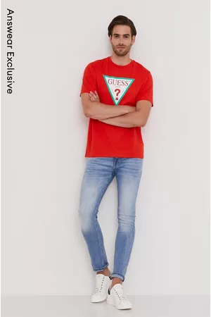 Guess T-shirt męski kolor z nadrukiem