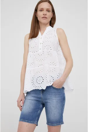Frieda & Freddies Szorty jeansowe damskie gładkie medium waist