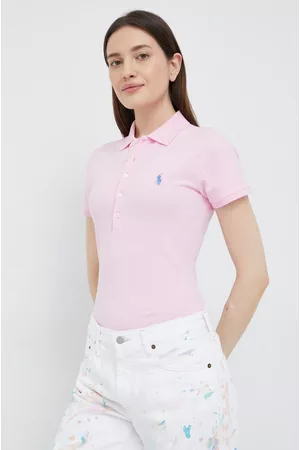 Ralph Lauren Kobieta Koszulki polo - Polo 211870245013 damski kolor różowy z kołnierzykiem