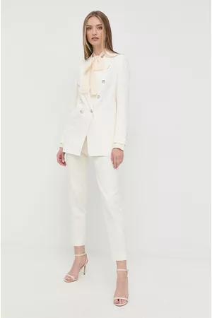 HUGO BOSS Spodnie 50472636 damskie kolor biały fason cygaretki high waist