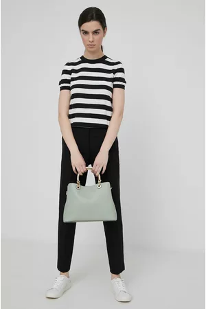 Calvin Klein Kobieta Spodnie Eleganckie - Spodnie damskie kolor czarny fason cygaretki medium waist