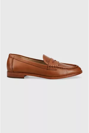 Ralph Lauren Mokasyny skórzane Wynnie damskie kolor na płaskim obcasie 802875318002