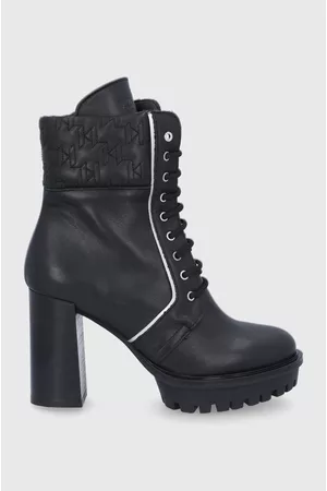 Karl Lagerfeld Botki skórzane Voyage IV KL30140.Black.Lthr damskie kolor na słupku