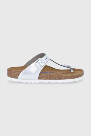 Birkenstock Japonki skórzane Gizeh damskie kolor na płaskim obcasie 1003675