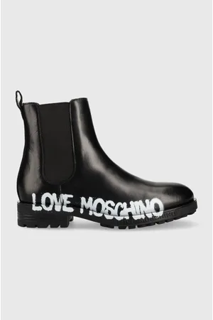 Moschino Sztyblety skórzane damskie kolor na płaskim obcasie