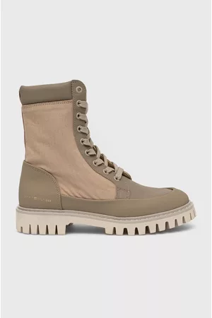 Tommy Hilfiger Botki TH Casual Lace Up Boot damskie kolor na płaskim obcasie