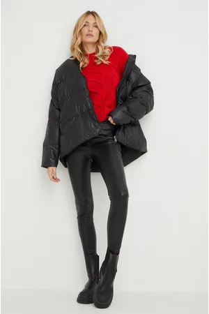 ANSWEAR Kobieta Oversize - Kurtka damska kolor czarny zimowa oversize
