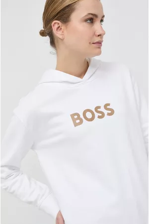 HUGO BOSS Bluza bawełniana damska kolor z kapturem z nadrukiem 50468367