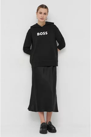 HUGO BOSS Bluza bawełniana damska kolor z kapturem z nadrukiem 50468367