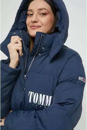Tommy Hilfiger Kurtka damska kolor granatowy zimowa oversize