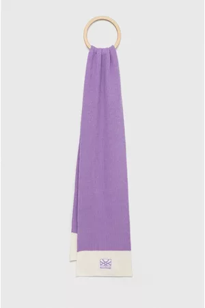Benetton Kobieta Szaliki i Chusty - Szalik z domieszką wełny x Pantone kolor fioletowy wzorzysty