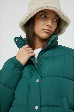 Hollister Kurtka damska kolor zielony zimowa oversize