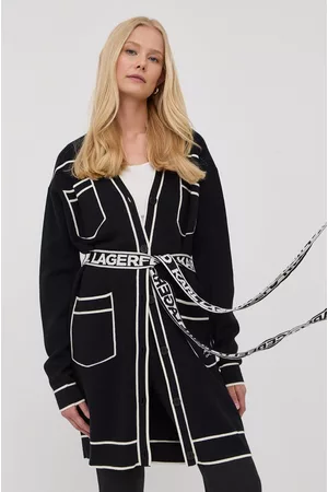 Karl Lagerfeld Kobieta Swetry i Pulowery - Kardigan z domieszką wełny 221W2003 damski lekki