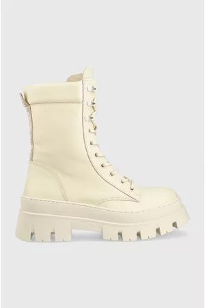 Steve Madden Workery skórzane Fezza damskie kolor na płaskim obcasie lekko ocieplone SM11002061
