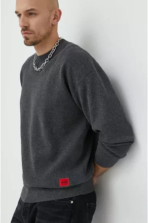 HUGO BOSS Sweter bawełniany męski kolor szary lekki