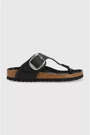 Birkenstock Japonki skórzane Gizeh Big Buckle damskie kolor na płaskim obcasie 1023337