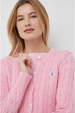 Ralph Lauren Kobieta Swetry i Pulowery - Kardigan bawełniany damski kolor różowy