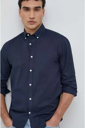 Lindbergh Koszula męska kolor slim z kołnierzykiem button-down