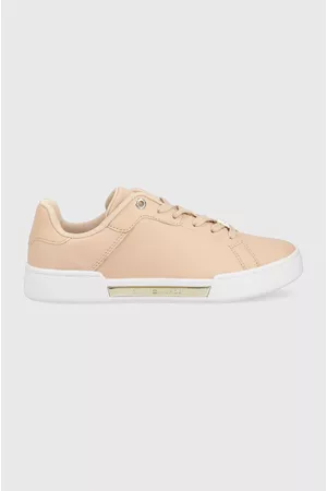 Tommy Hilfiger Sneakersy skórzane COURT SNEAKER GOLDEN TH kolor FW0FW07116