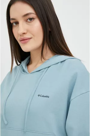 Columbia Bluza bawełniana damska kolor z kapturem gładka