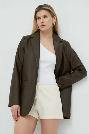 American Vintage Szorty bawełniane kolor gładkie high waist
