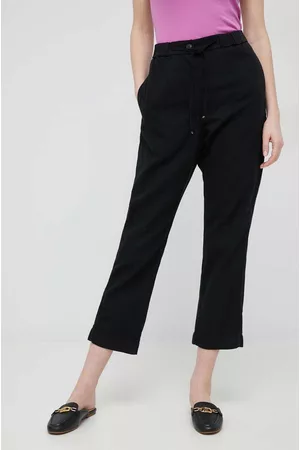 Tommy Hilfiger Spodnie z domieszką lnu kolor proste high waist