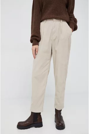 GAP Kobieta Spodnie Sztruksowe - Spodnie sztruksowe damskie kolor beżowy proste high waist