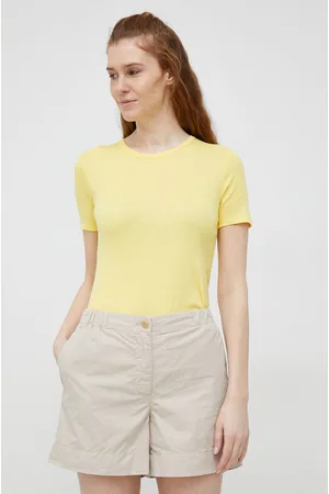 Tommy Hilfiger Szorty bawełniane kolor gładkie high waist