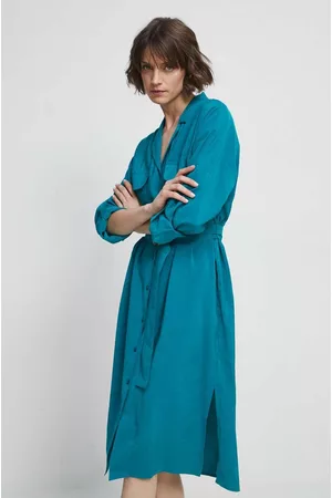 MEDICINE Kobieta Oversize - Sukienka kolor turkusowy midi oversize