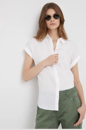 Ralph Lauren Koszula lniana 200699152001 damska kolor regular z kołnierzykiem klasycznym