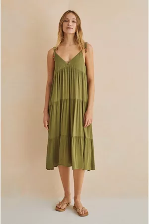Women secret Sukienka JAMAICA kolor zielony midi oversize 5545114