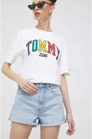 Abercrombie & Fitch Szorty jeansowe damskie kolor gładkie high waist