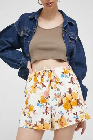 Abercrombie & Fitch Szorty lniane kolor wzorzyste high waist