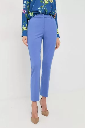 LIVIANA CONTI Kobieta Spodnie Eleganckie - Spodnie damskie kolor niebieski fason cygaretki high waist