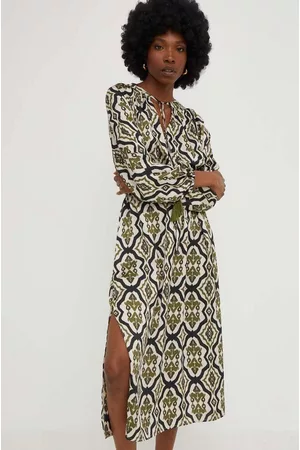 ANSWEAR Sukienka kolor zielony midi oversize