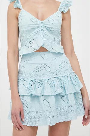 Guess Spódnica bawełniana kolor mini rozkloszowana